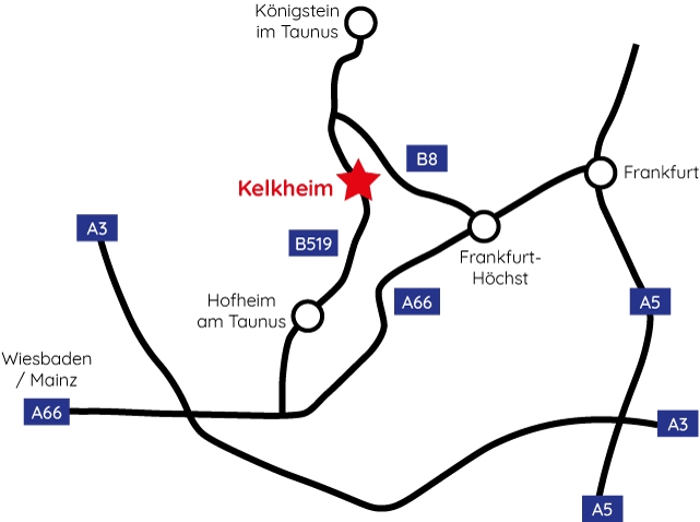 Anfahrtskizze zur Handweberei Nadine Cromme in Kelkheim